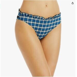 Ganni Women's Recycled Seersucker Frill Low-rise Bikini Briefs Bottoms sz 6